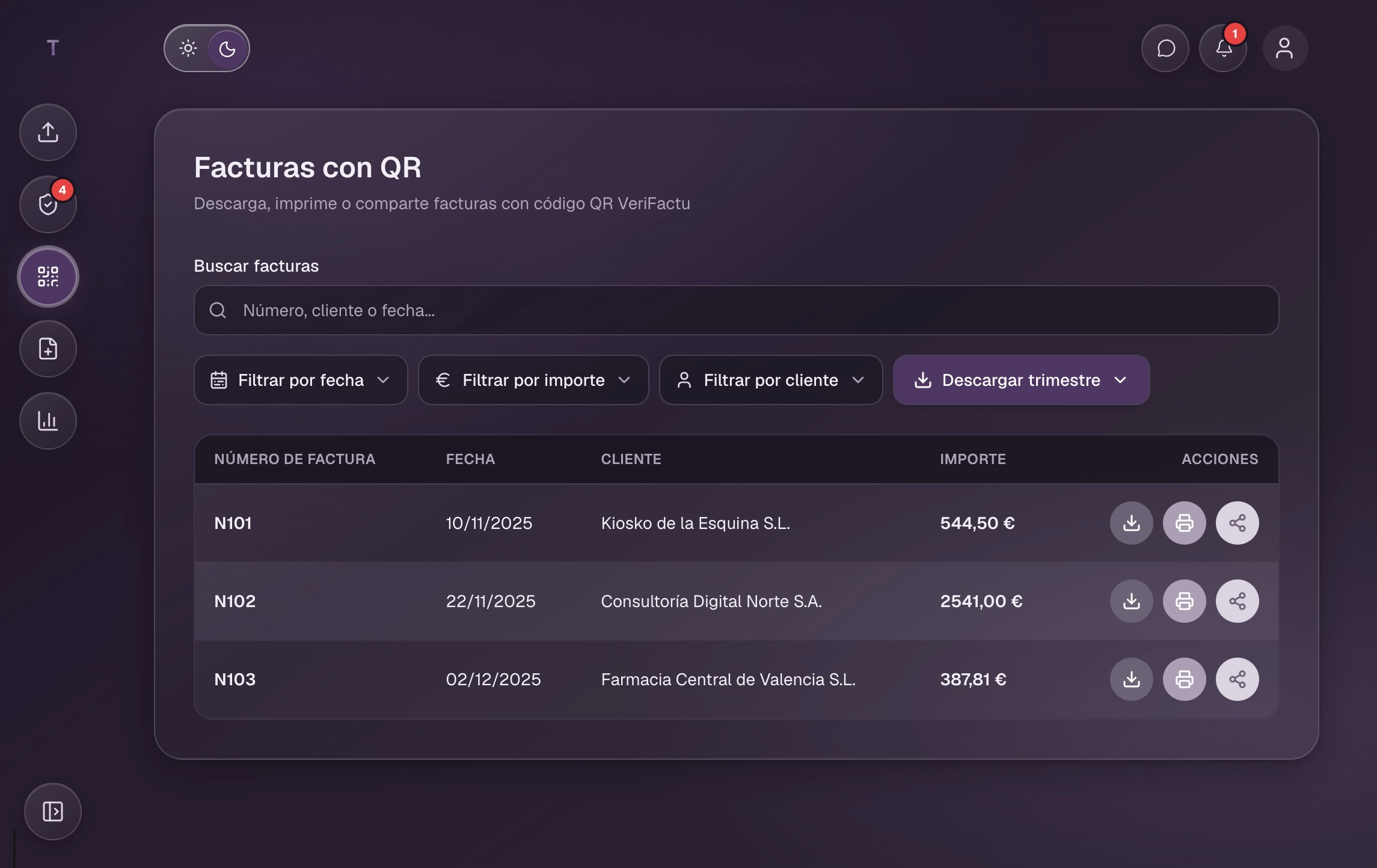 Ejemplo de factura procesada con Trifactu